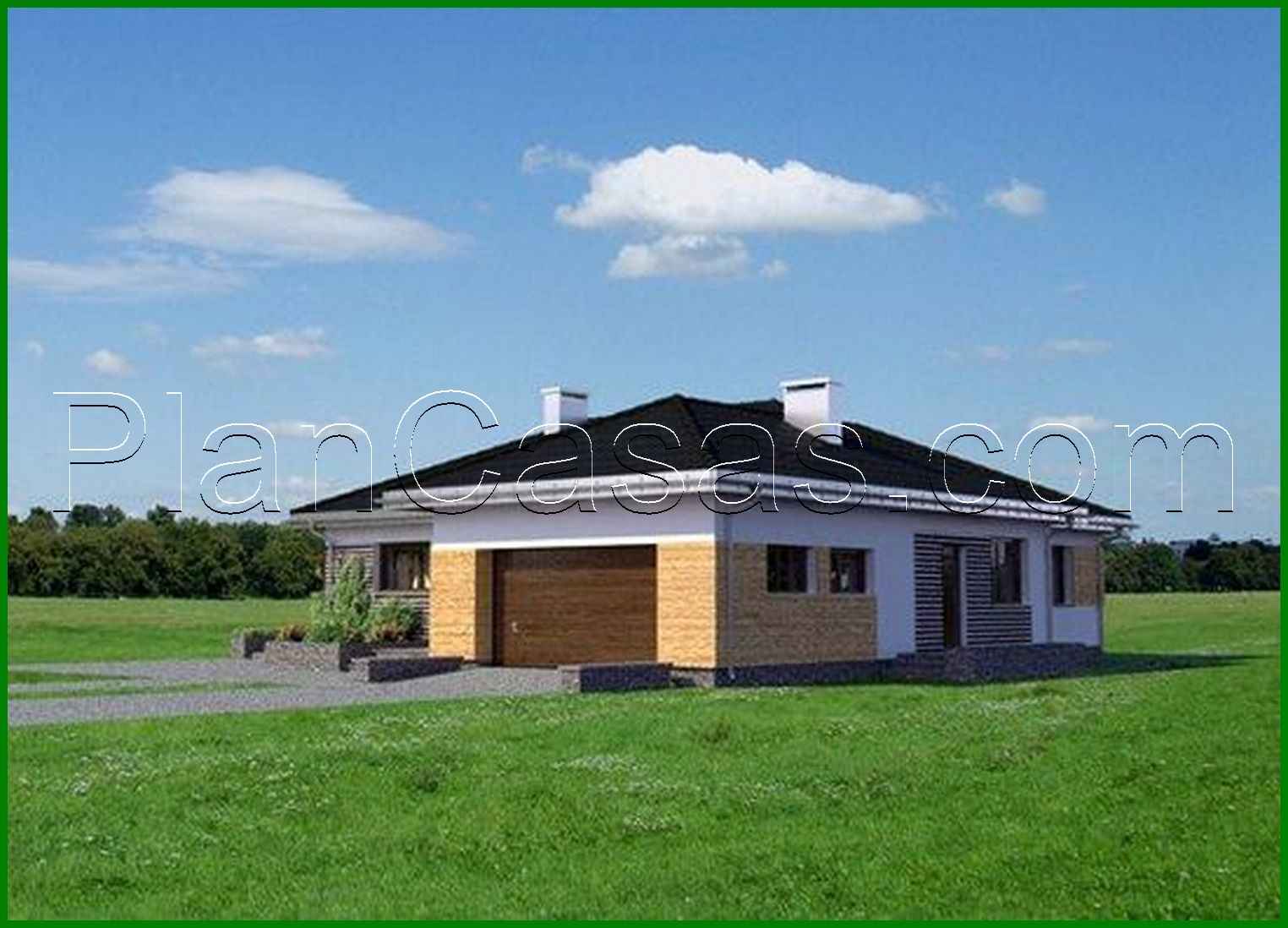 Visualization gallery - Beautiful one-story house with a garage for two cars