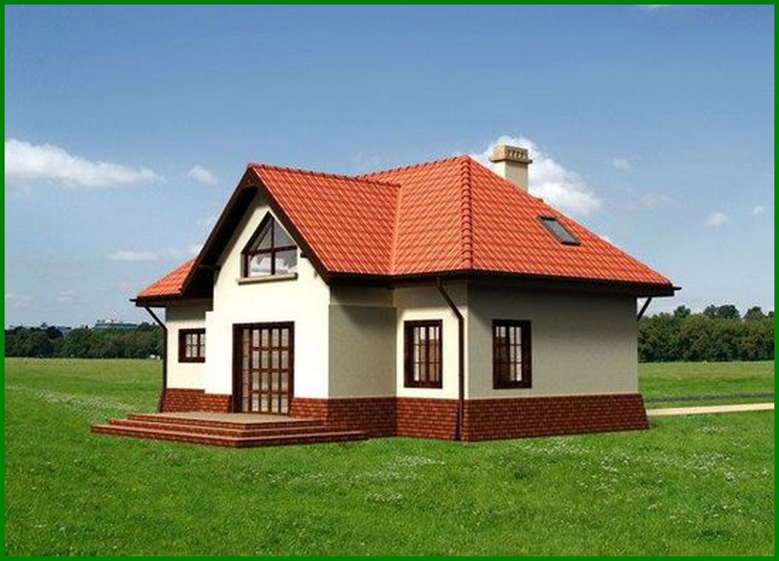 Visualization gallery - Attractive cottage project with an attic and a garage for 1 car