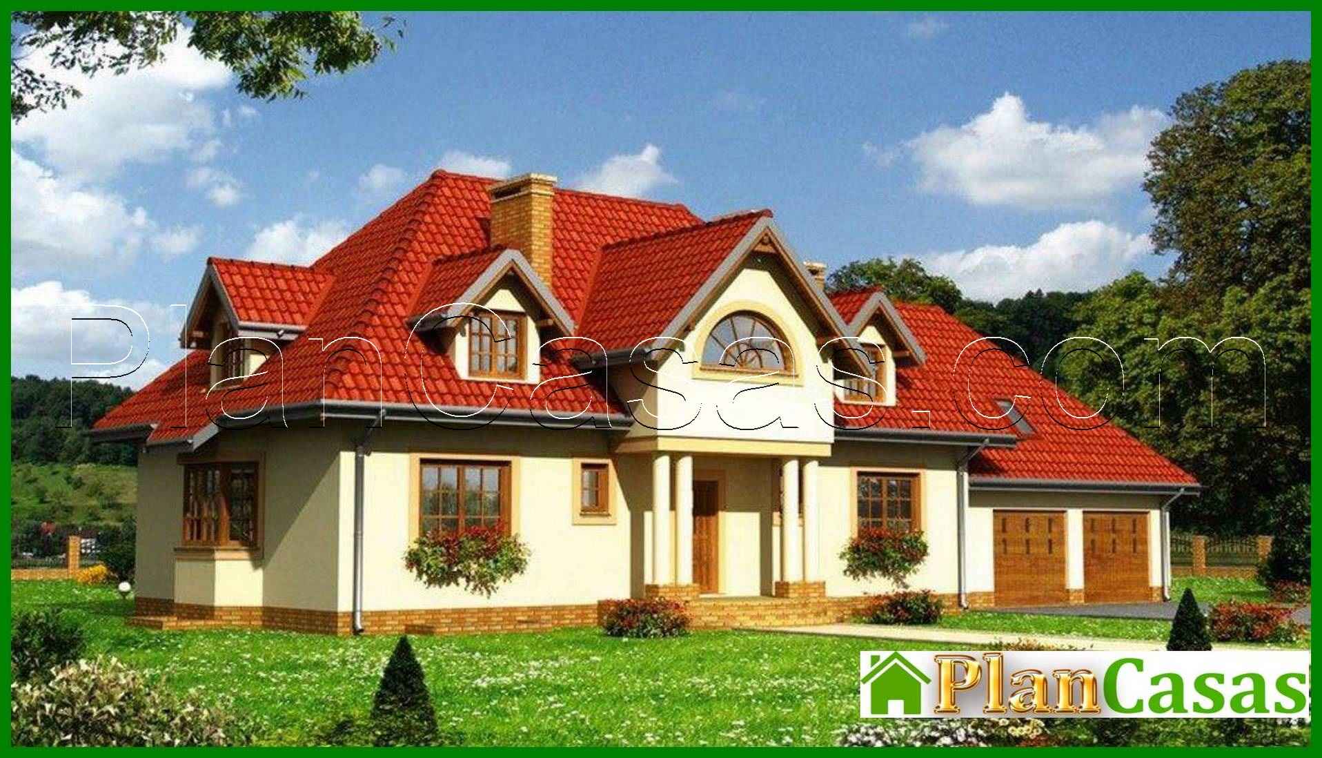 The project of a huge country cottage with a garage for two cars house plan