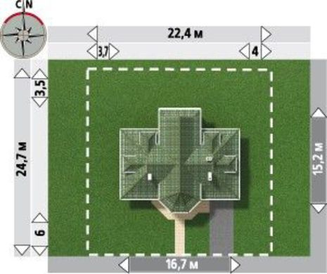 Visualization gallery - Nice project of a house with a porch in the form of a tower