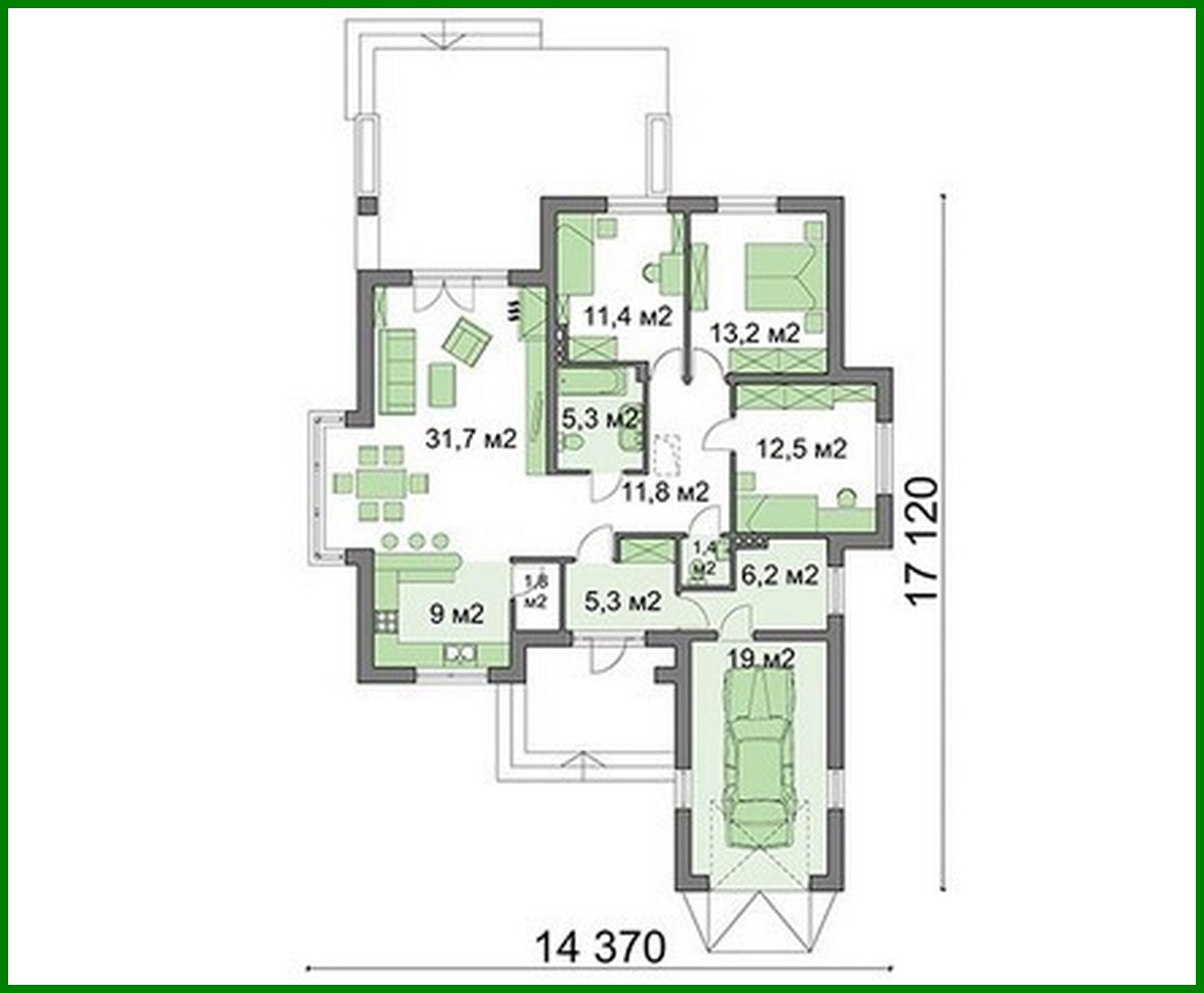 Visualization gallery - Single-storey house project with garage